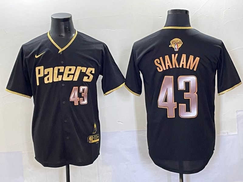 Men 2025 Indiana Pacers 43 Siakam Black Joint Name NBA Jersey style 4